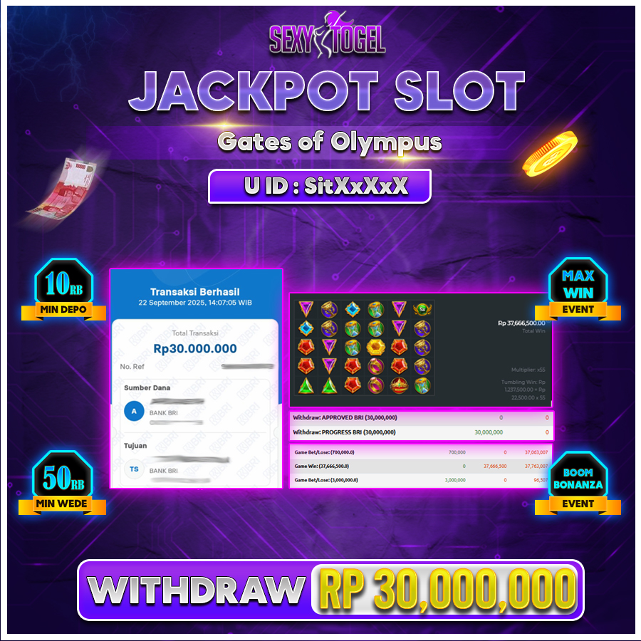 SEXYTOGEL JACKPOT SLOT GATE OF OLYMPUS Rp.30.000.000.,- LUNAS
