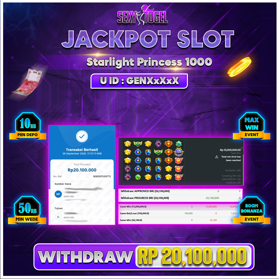 SEXYTOGEL JACKPOT SLOT STARLIGHT PRINCESS Rp.20.100.000.,- LUNAS