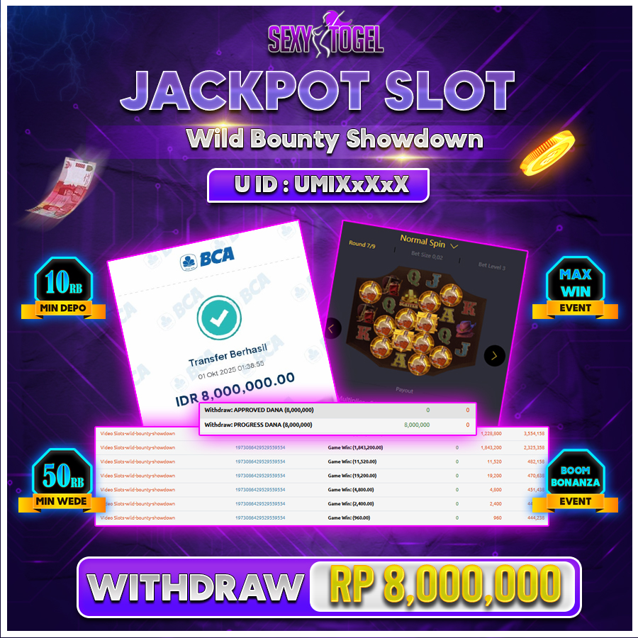 SEXYTOGEL JACKPOT SLOT WILD BOUNTY SHOWDOWN Rp.8.000.000.,- LUNAS