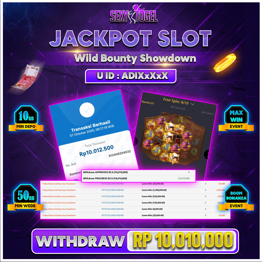SEXYTOGEL JACKPOT SLOT WILD BOUNTY SHOWDOWN Rp.10.010.000.,- LUNAS