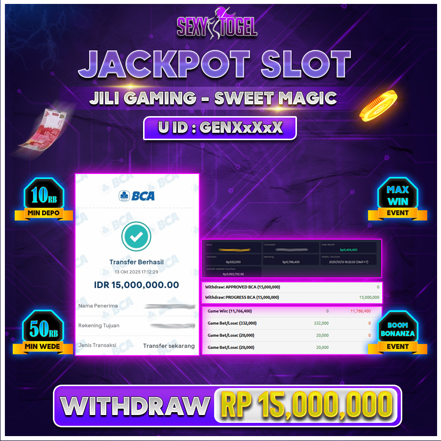 SEXYTOGEL JACKPOT SLOT JILI GAMING SWEET MAGIC Rp.15.000.000.,- LUNAS