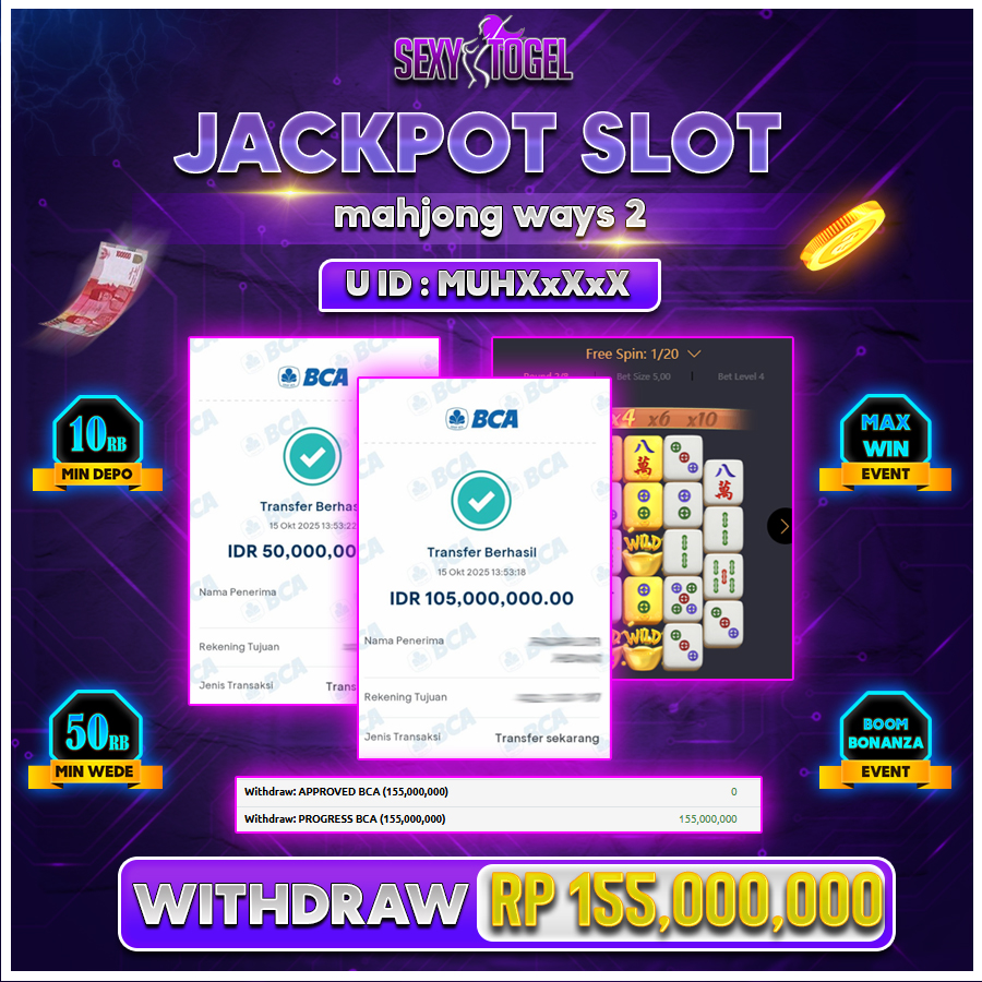 SEXYTOGEL JACKPOT SLOT MAHJONG WAYS 2 Rp.155.000.000.,- LUNAS