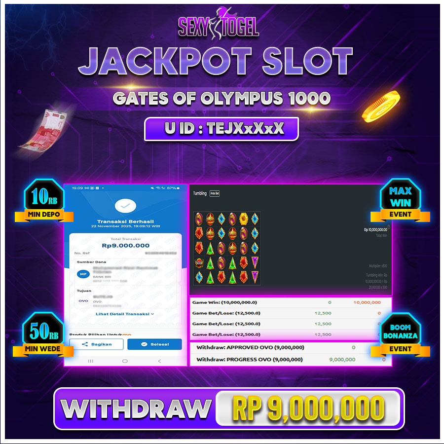 SEXYTOGEL JACKPOT SLOT GATES OF OLYMPUS Rp.9.000.000.,- LUNAS