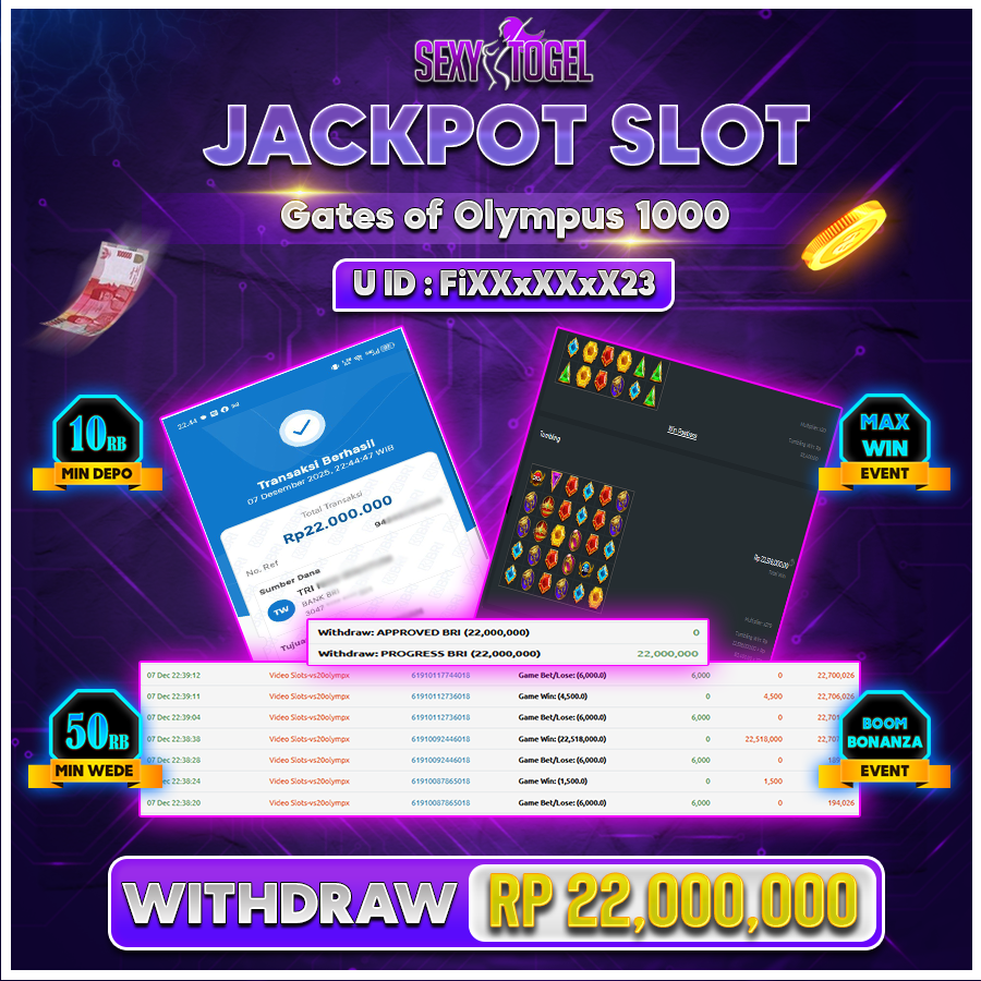 SEXYTOGEL JACKPOT SLOT GATES OF OLYMPUS 1000 Rp 22.000.000.,- LUNAS