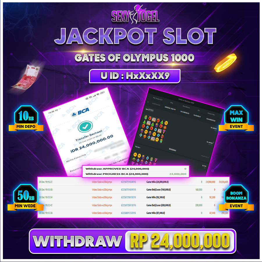 SEXYTOGEL JACKPOT SLOT GATES OF OLYMPUS 1000 Rp 24.000.000.,-LUNAS