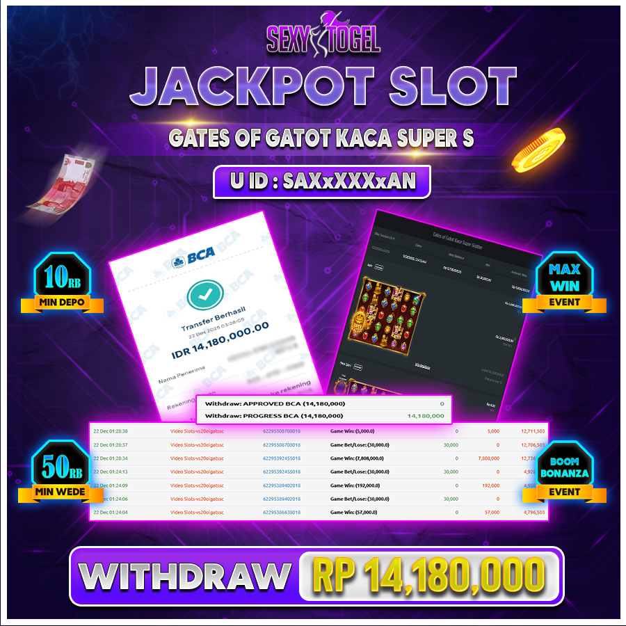 SEXYTOGEL JACKPOT SLOT GATES OF GATOT KACA SUPER S Rp 14.180.000.,-LUNAS