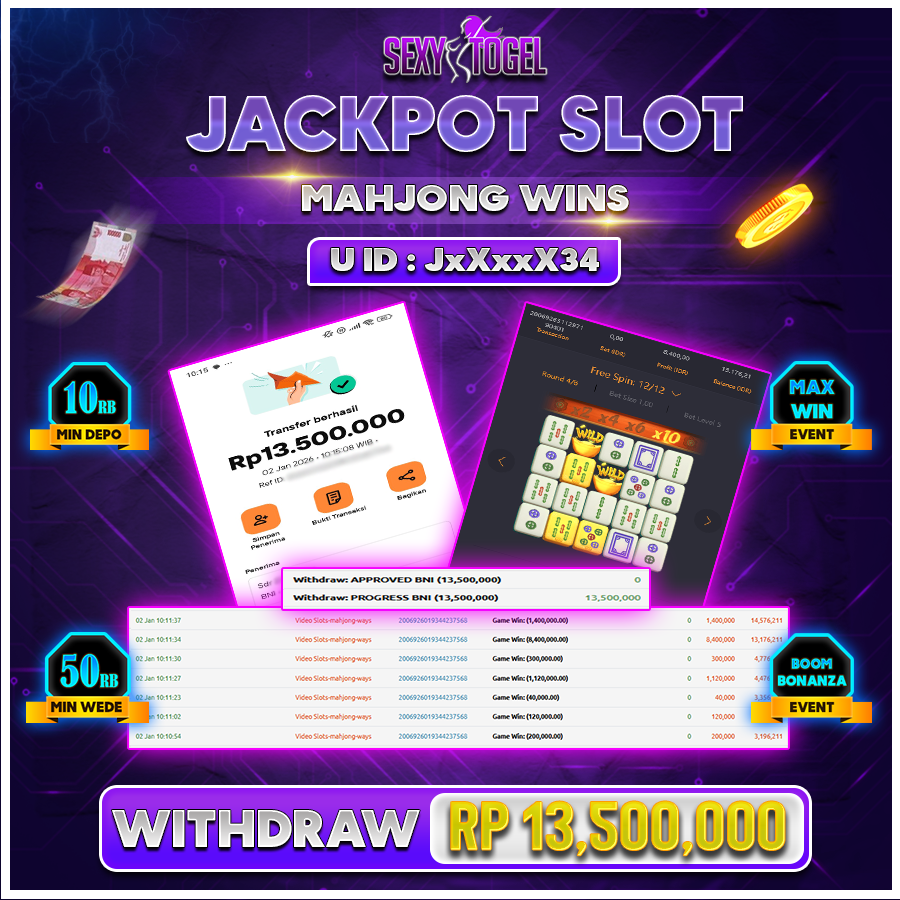 SEXYTOGEL JACKPOT SLOT MAHJONG WINS Rp 13.500.000.,-LUNAS