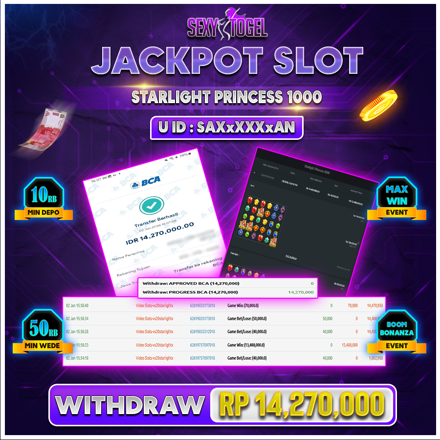 SEXYTOGEL JACKPOT SLOT STARLIGHT PRINCESS 1000 Rp 14.270.000.,-LUNAS
