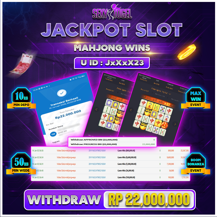 SEXYTOGEL JACKPOT SLOT MAHJONG WINS Rp 22.000.000.,-LUNAS 