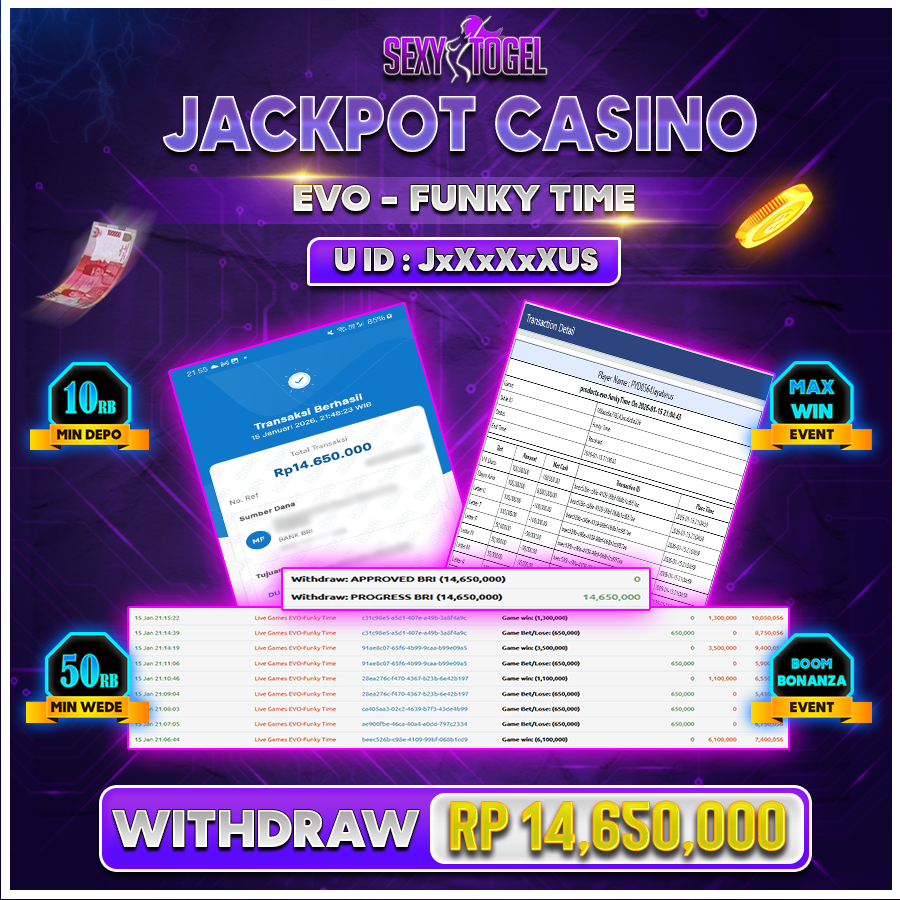 SEXYTOGEL JACKPOT CASINO EVO FUNKY TIME Rp 14.650.000.,-LUNAS