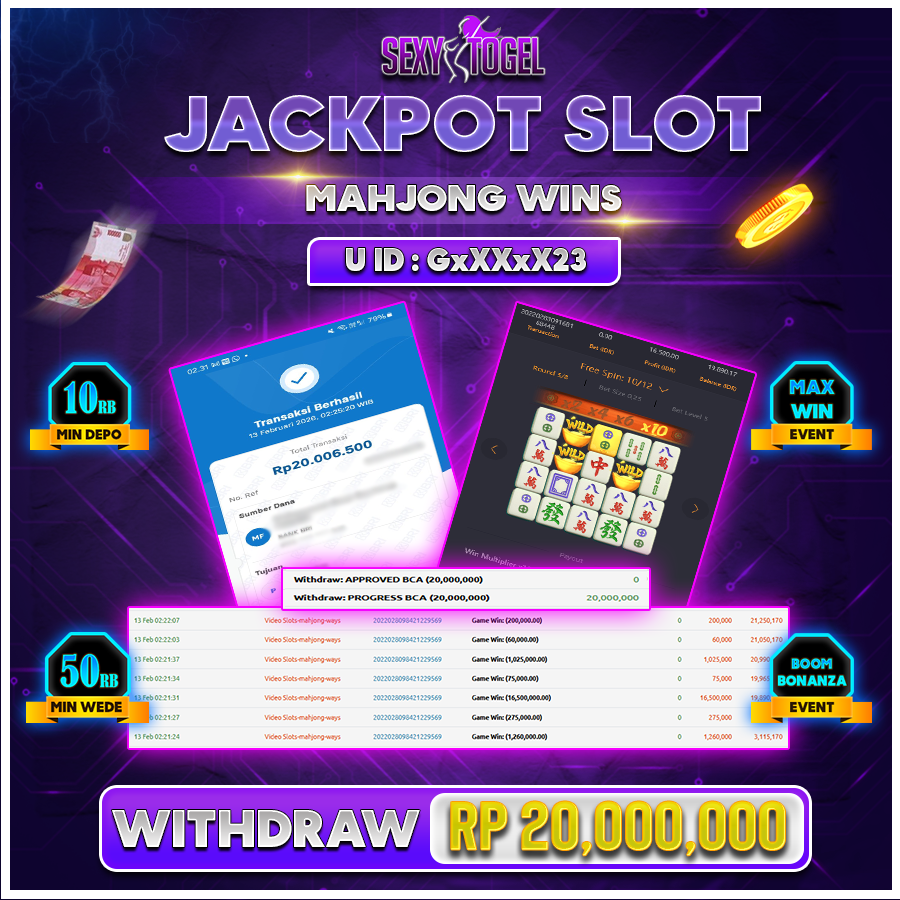SEXYTOGEL JACKPOT SLOT MAHJONG WINS Rp 20.000.000.,-LUNAS 
