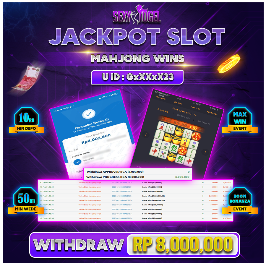 SEXYTOGEL JACKPOT SLOT MAHJONG WINS Rp 8.000.000.,-LUNAS 