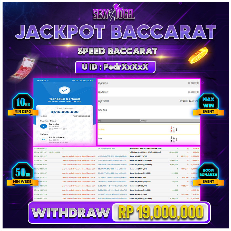 SEXYTOGEL JACKPOT BACCARAT Rp 19.000.000.,-LUNAS