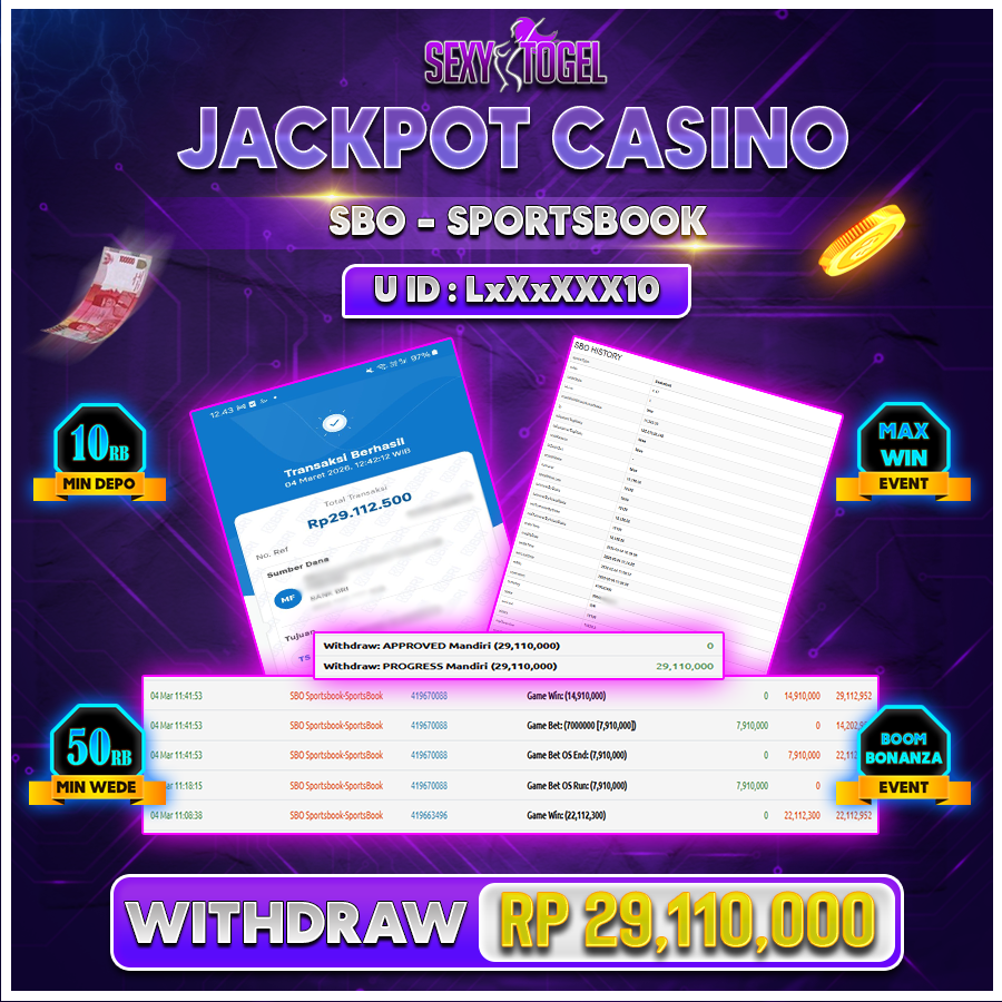 SEXYTOGEL JACKPOT CASINO SBO SPORTSBOOK Rp 29.110.000.,-LUNAS