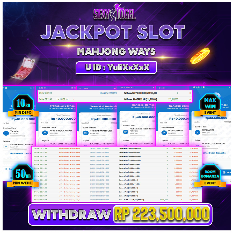 SEXYTOGEL JACKPOT SLOT MAHJONG WAYS Rp 223.500.000.,-LUNAS