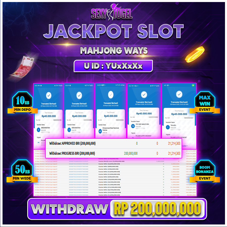SEXYTOGEL JACKPOT SLOT MAHJONG WAYS Rp 200.000.000.,-LUNAS