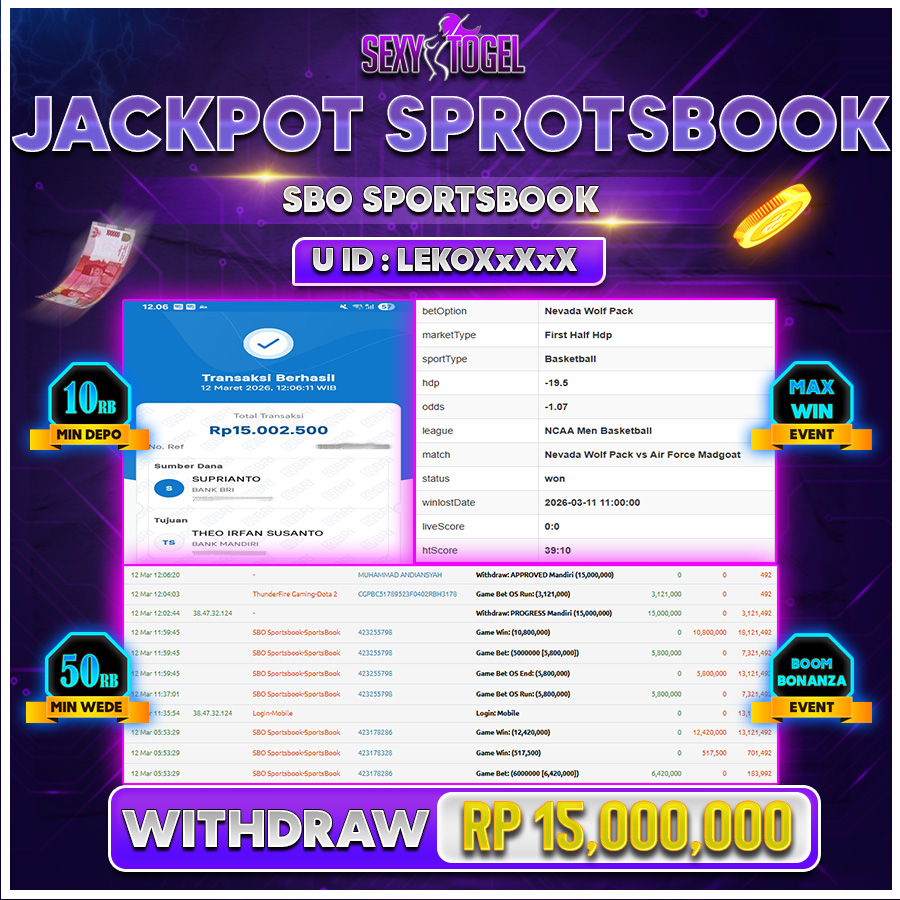SEXYTOGEL JACKPOT SBO SPORTSBOOK Rp 15.000.000.,-LUNAS