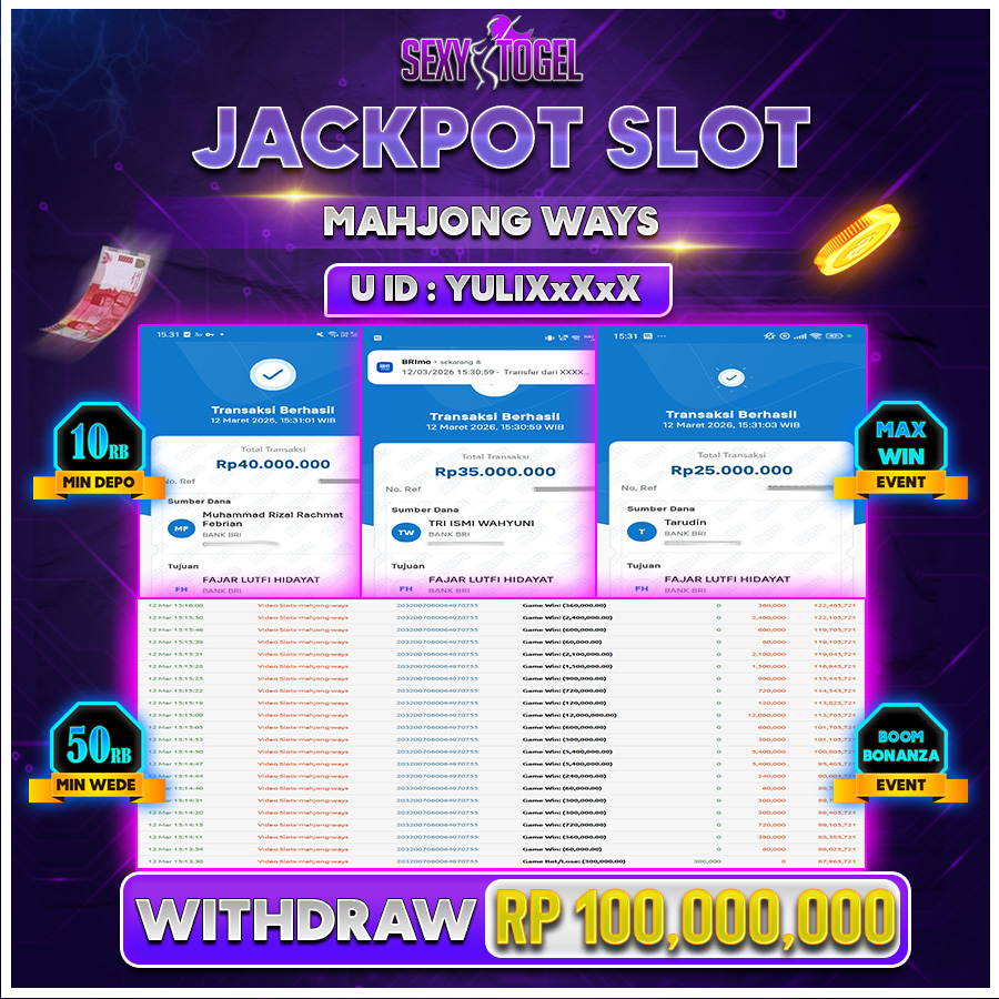 SEXYTOGEL JACKPOT SLOT MAHJONG WAYS Rp 100.000.000.,-LUNAS