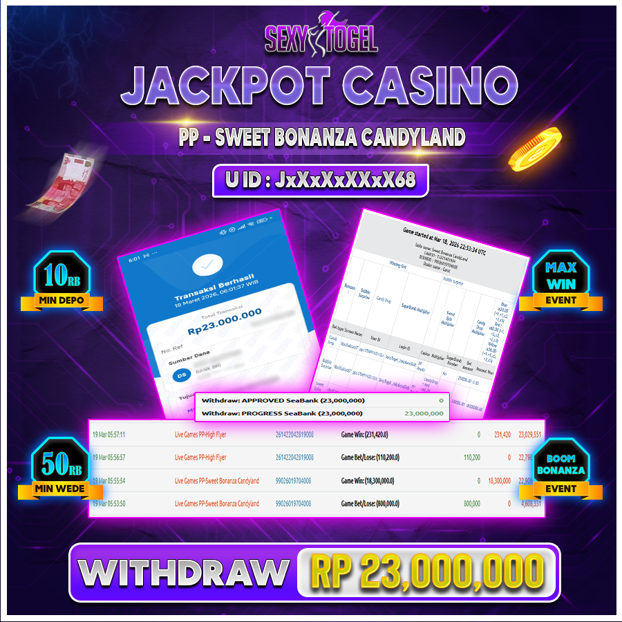 SEXYTOGEL JACKPOT CASINO PP SWEET BONANZA CANDYLAND Rp 23.000.000.,-LUNAS