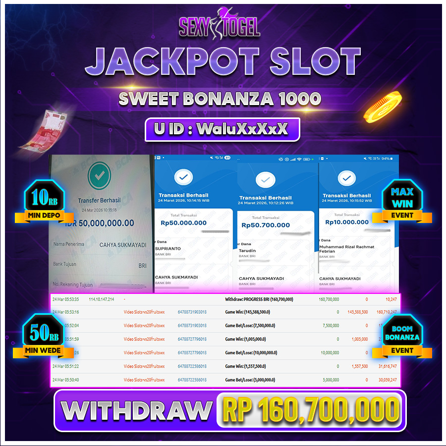 SEXYTOGEL JACKPOT SLOT SWEET BONANZA 1000 Rp 160.700.000.,-LUNAS