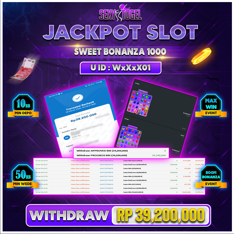 SEXYTOGEL JACKPOT SLOT SWEET BONANZA 1000 Rp 39.200.000.,-LUNAS