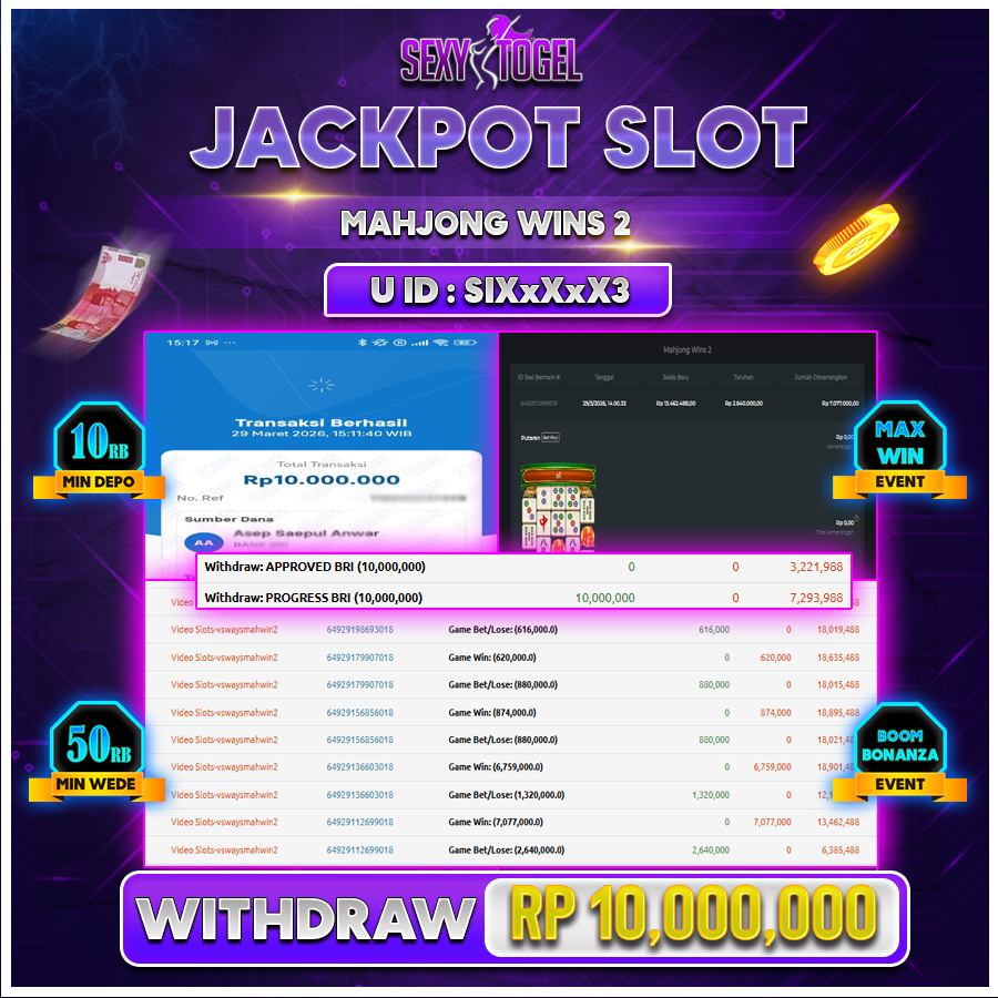 SEXYTOGEL JACKPOT SLOT MAHJONG WINS2 Rp.10.000.000.,LUNAS