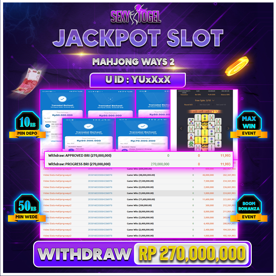 SEXYTOGEL JACKPOT SLOT MAHJONG WAYS 2 Rp 270.000.000.,-LUNAS