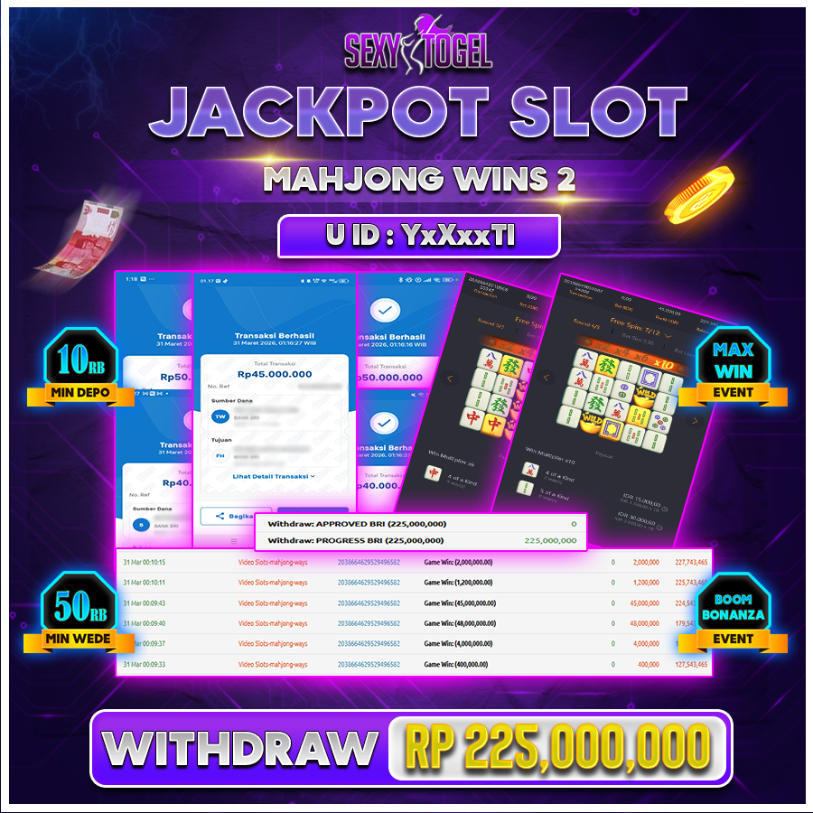SEXYTOGEL JACKPOT SLOT MAHJONG WAYS 2 Rp 225.000.000.,-LUNAS