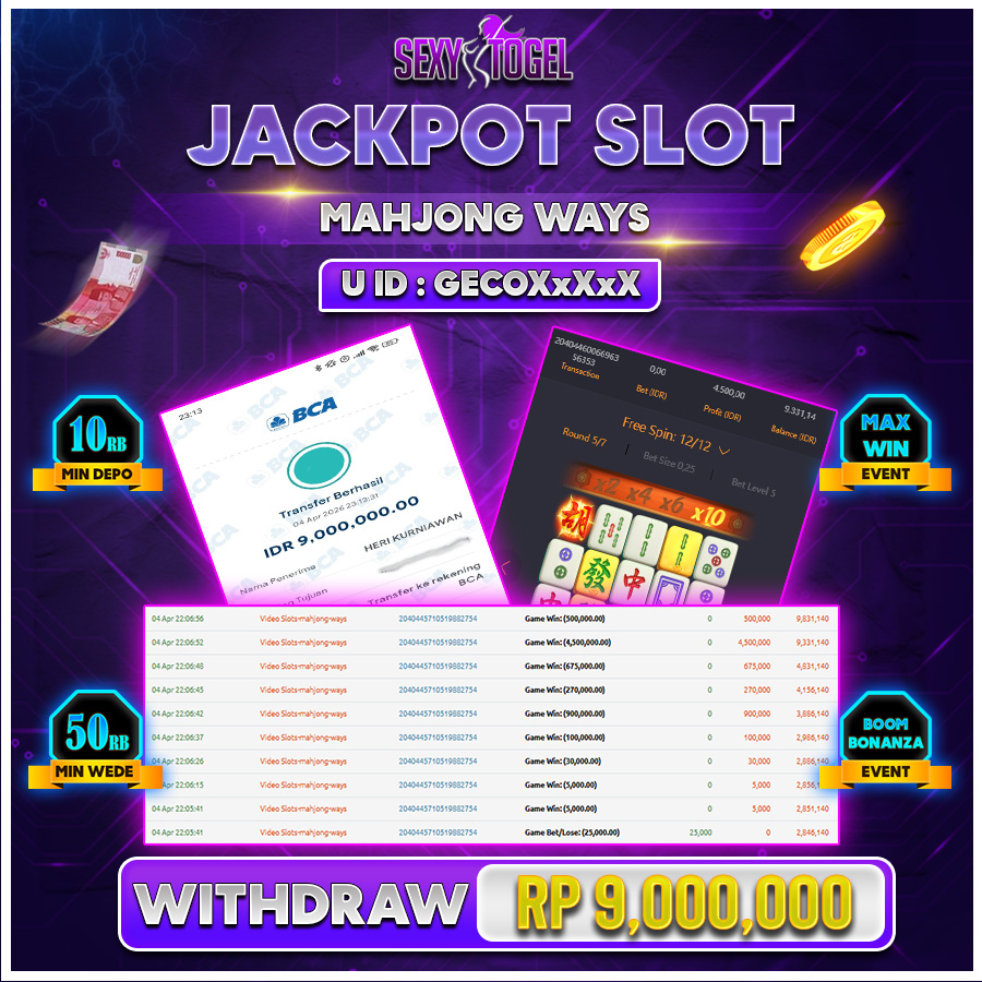 SEXYTOGEL JACKPOT SLOT MAHJONGWAYS Rp 9.000.000.,-LUNAS
