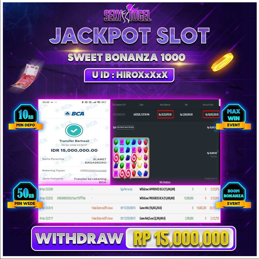 SEXYTOGEL JACKPOT SLOT SWEET BONANZA 1000 Rp 15.000.000.,-LUNAS