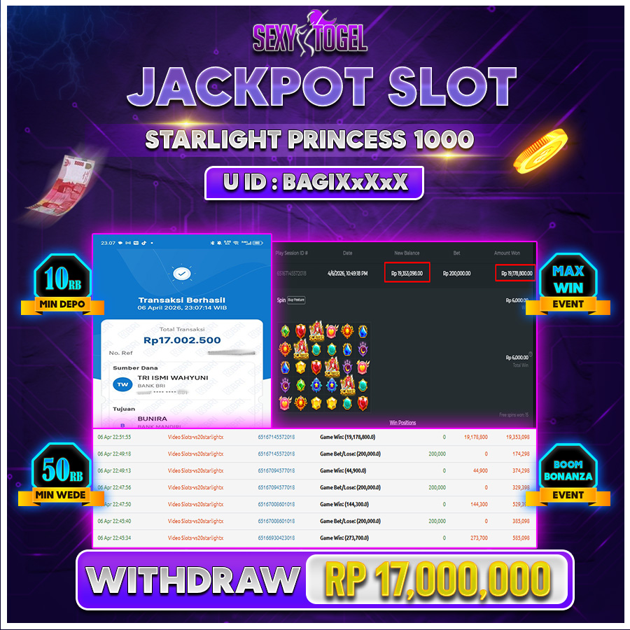 SEXYTOGEL JACKPOT SLOT STARLIGHT PRINCESS 1000 Rp.17.000.000.,-LUNAS
