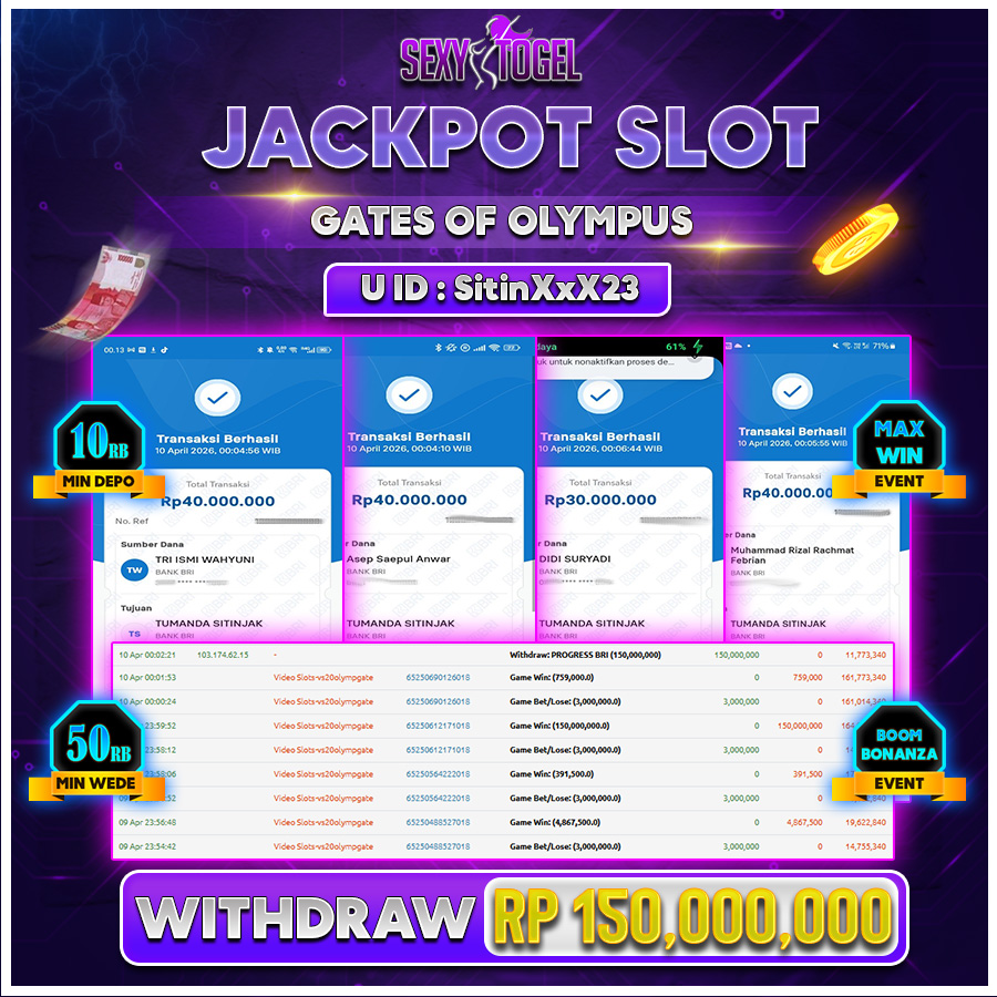 SEXYTOGEL JACKPOT SLOT GATES OF OLYMPUS Rp 150.000.000.,-LUNAS
