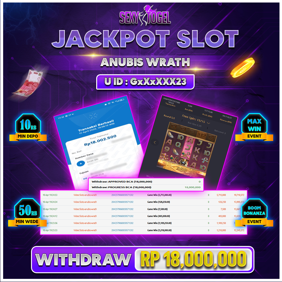 SEXYTOGEL JACKPOT SLOT ANUBIS WRATH Rp 18.000.000.,-LUNAS