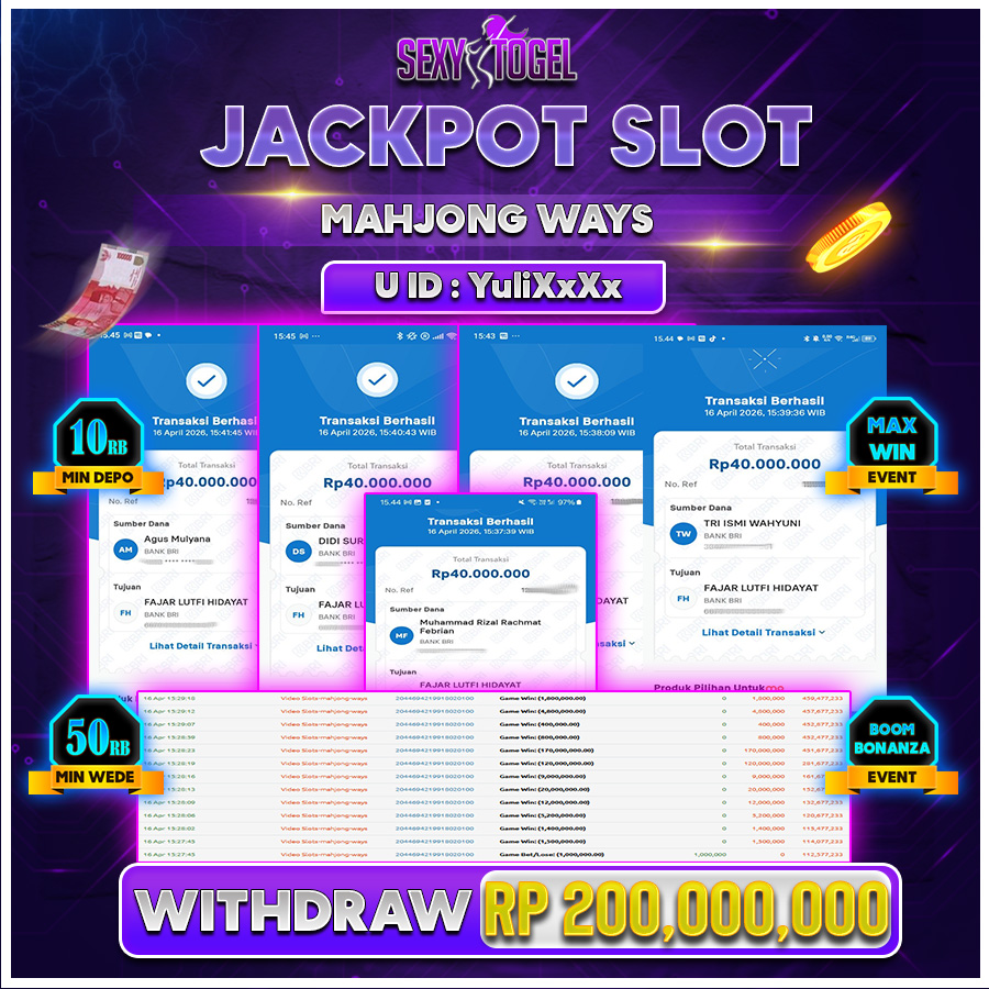 SEXYTOGEL JACKPOT SLOT MAHJONGWAYS Rp 200.000.000.,-LUNAS