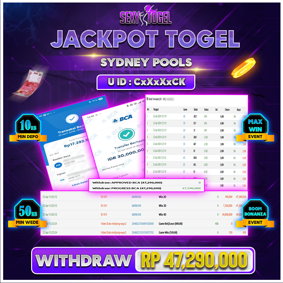 SEXYTOGEL JACKPOT TOGEL SYDNEY POOLS Rp 47.290.000.,-LUNAS