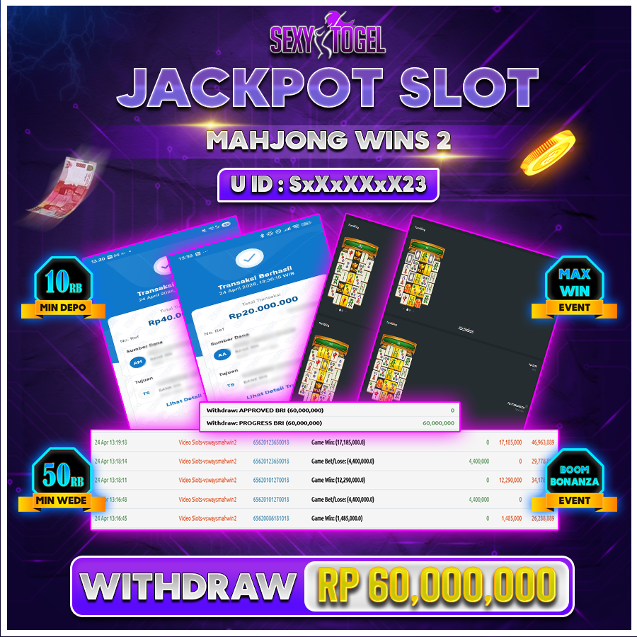 SEXYTOGEL JACKPOT SLOT MAHJ0NG WINS 2 Rp 60.000.000.,-LUNAS