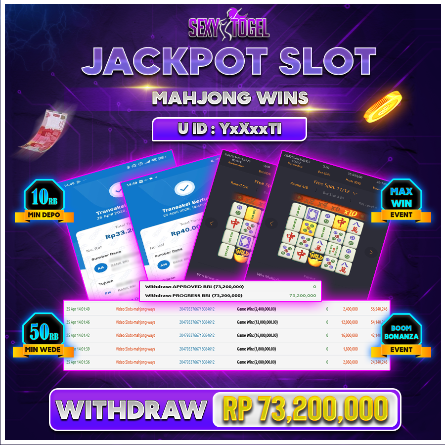 SEXYTOGEL JACKPOT SLOT MAHJONG WINS Rp 73.200.000.,-LUNAS