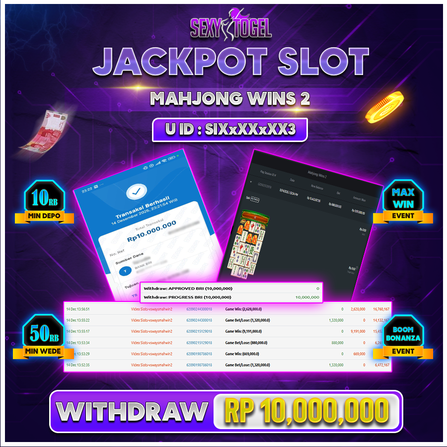 SEXYTOGEL JACKPOT SLOT MAHJONG WINS 2 Rp 10.000.000.,-LUNAS