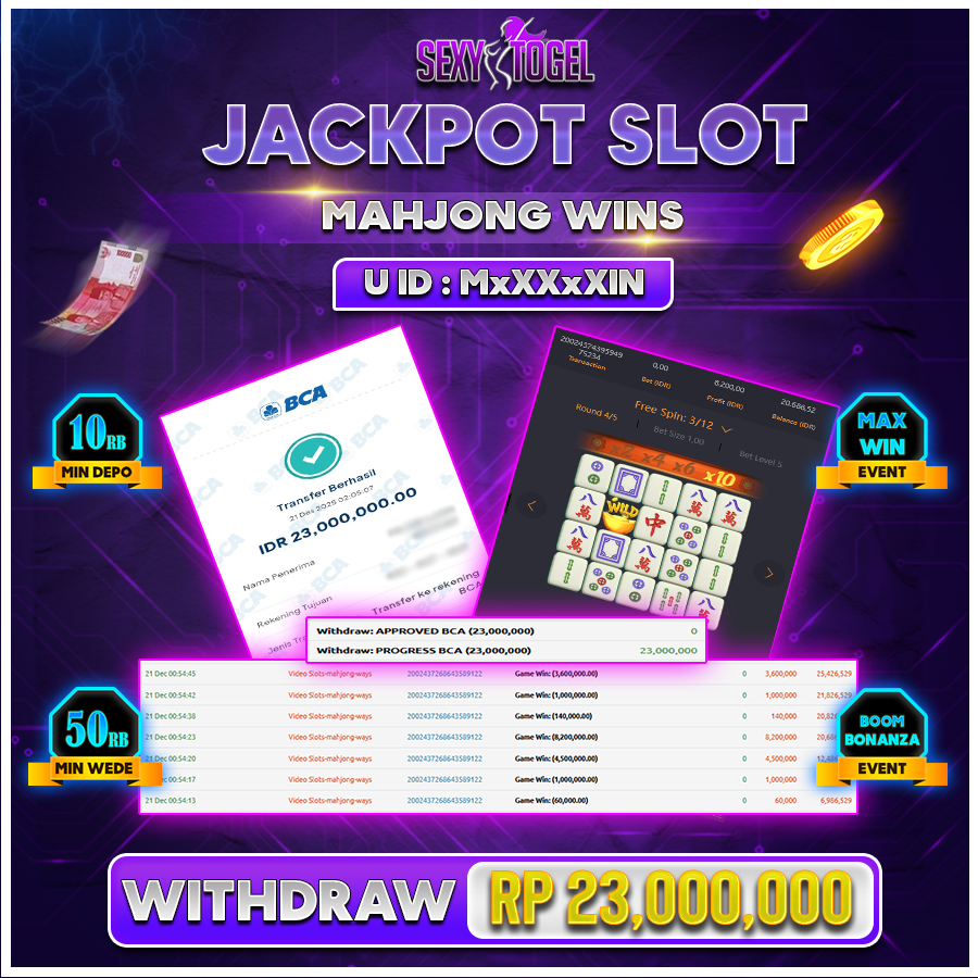 SEXYTOGEL JACKPOT SLOT MAHJONG WINS Rp 23.000.000.,-LUNAS